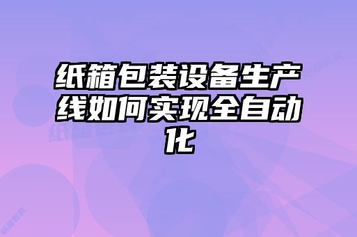 紙箱包裝設(shè)備生產(chǎn)線如何實(shí)現(xiàn)全自動(dòng)化