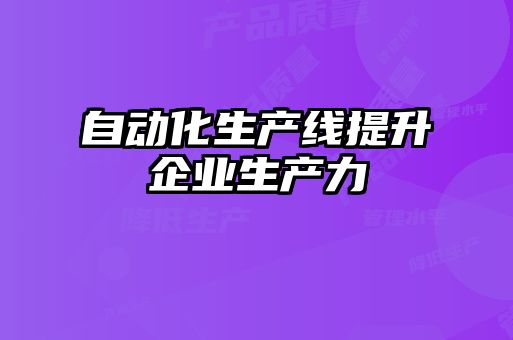 自動(dòng)化生產(chǎn)線提升企業(yè)生產(chǎn)力