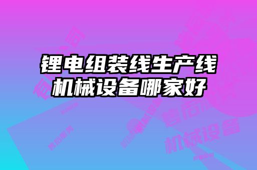鋰電組裝線(xiàn)生產(chǎn)線(xiàn)機(jī)械設(shè)備哪家好
