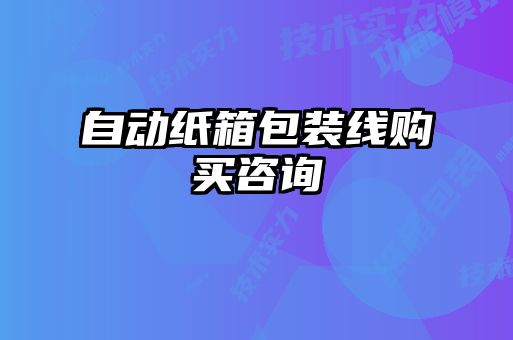 自動(dòng)紙箱包裝線購(gòu)買咨詢