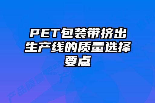 PET包裝帶擠出生產(chǎn)線的質(zhì)量選擇要點(diǎn)