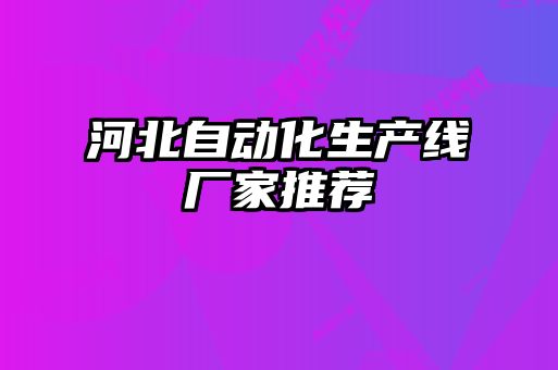 河北自動(dòng)化生產(chǎn)線廠家推薦