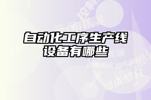 自動(dòng)化工序生產(chǎn)線設(shè)備有哪些